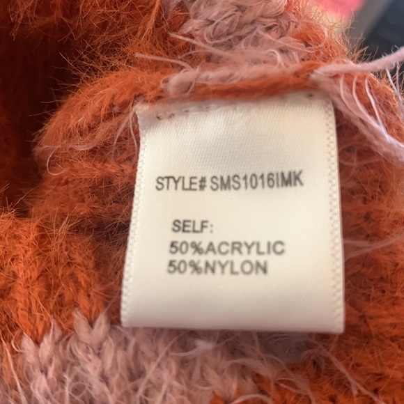 NWT GIANNI BINI GB Orange Striped Eyelash Long Sleeve Sweater - Picture 11 of 14